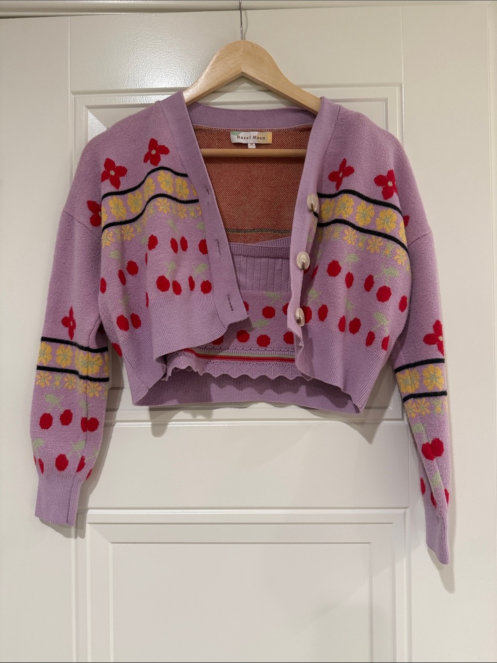 Lavender Floral Cropped Cardigan Set